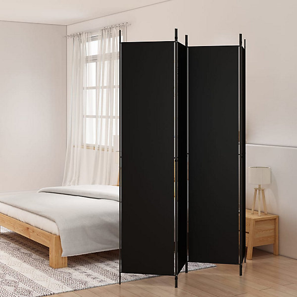 Cloison de séparation 4 panneaux Noir 200x220 cm Tissu vidaXL