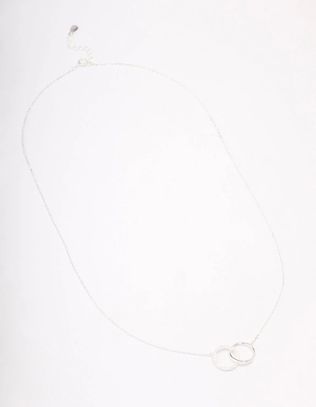 Sterling Silver Pave Link Hoop Pendant Necklace