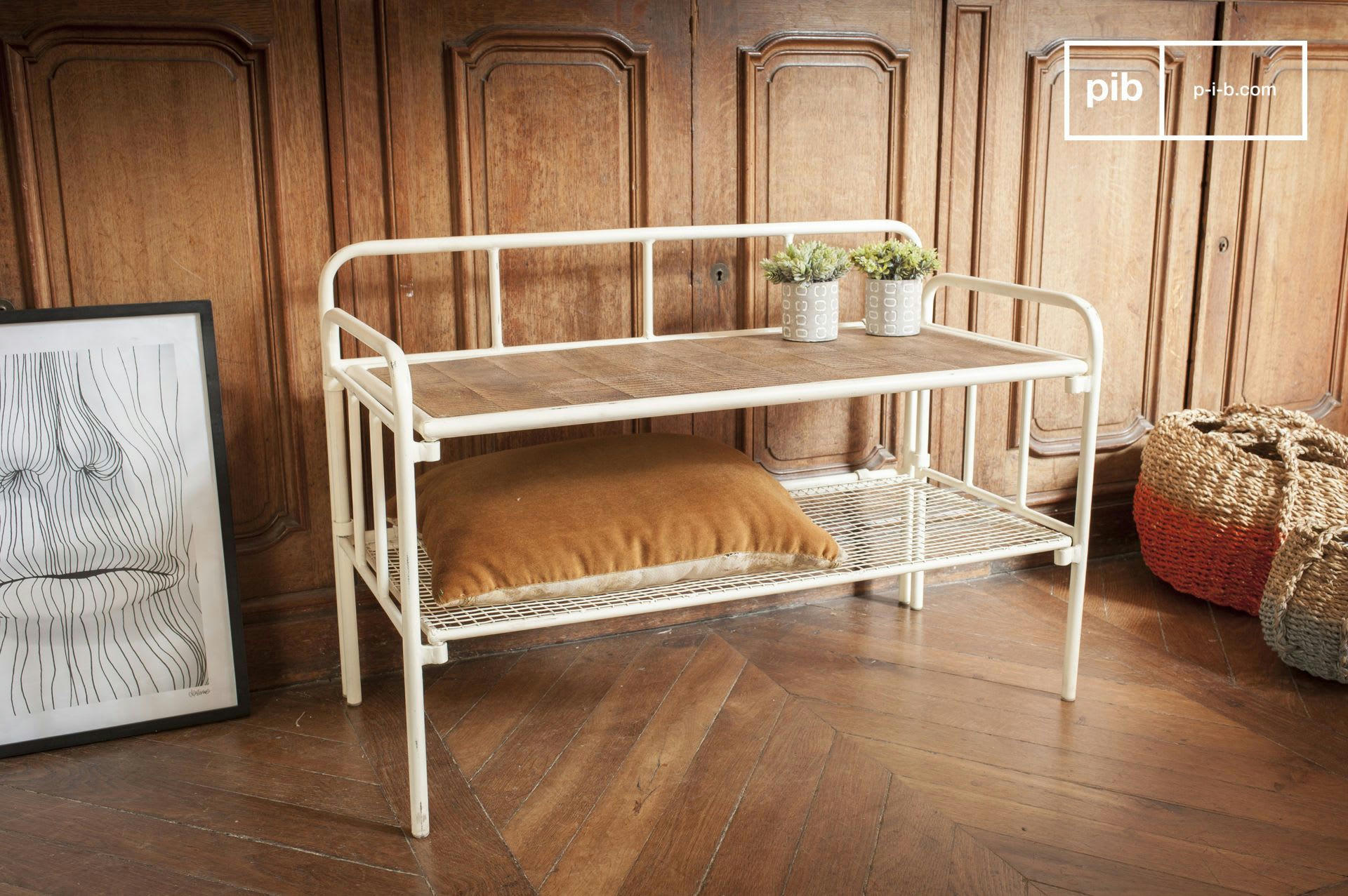 ROGEN - Meuble d'entrée en bois et métal blanc