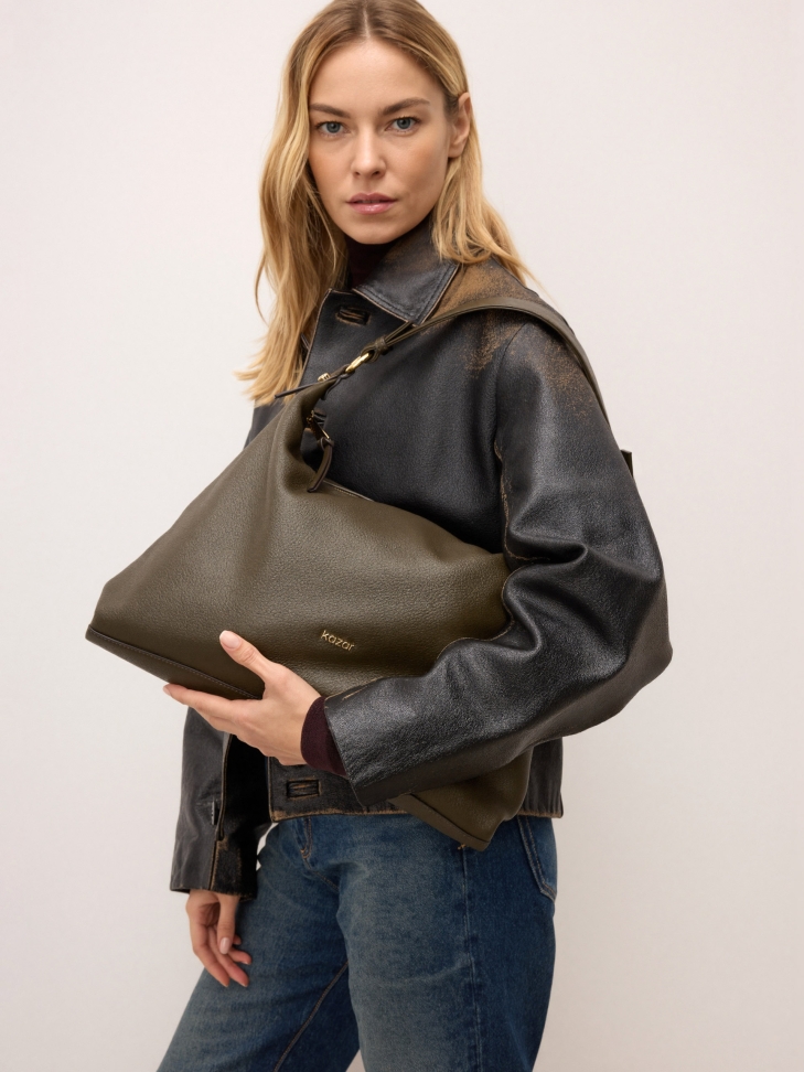 Olive soft leather handbag