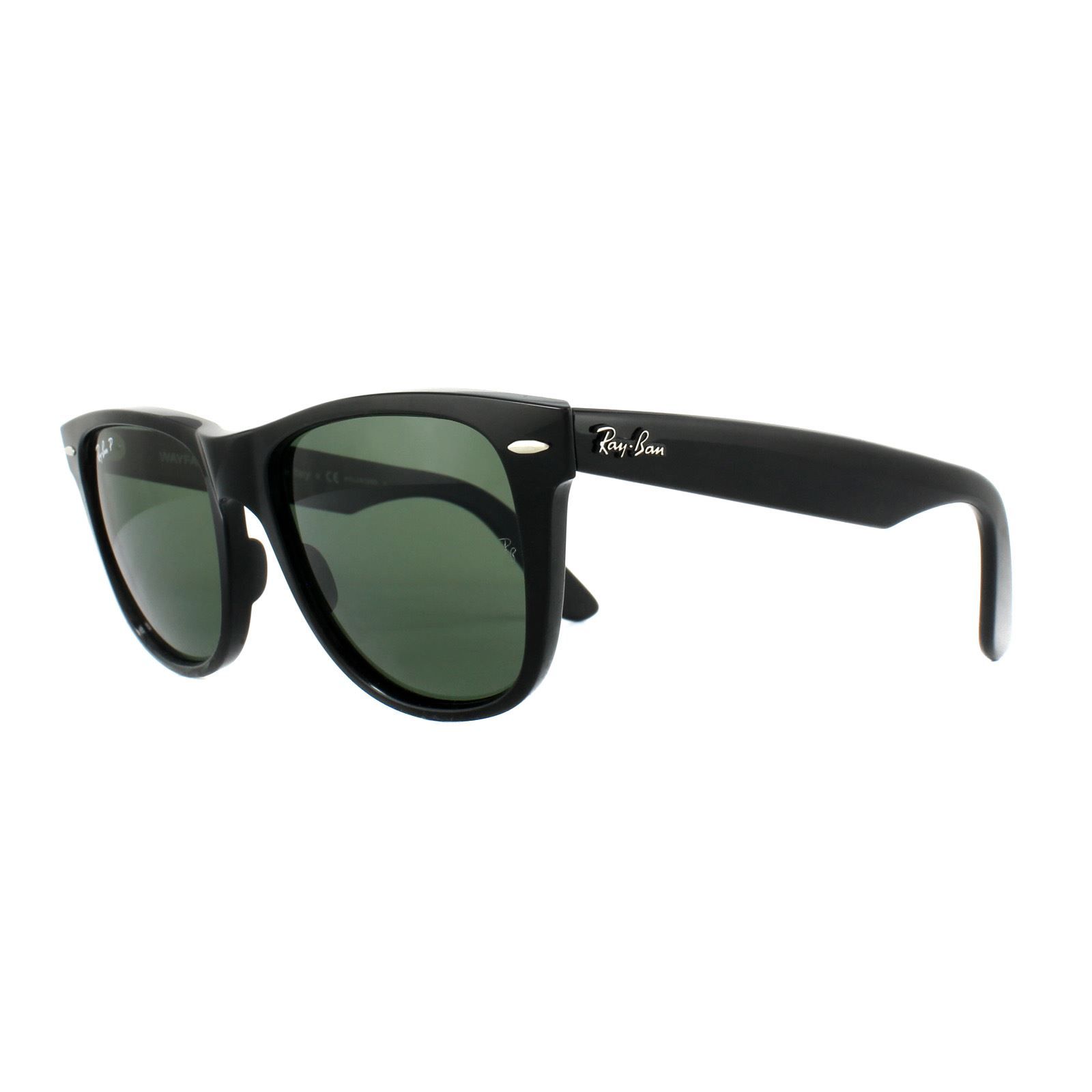 Ray-Ban Rectangle Black Green Polarized Wayfarer 2140 Sunglasses