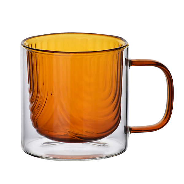 Mug en verre borosilicate double paroi couleur miel 32 cl, PETER HONEY