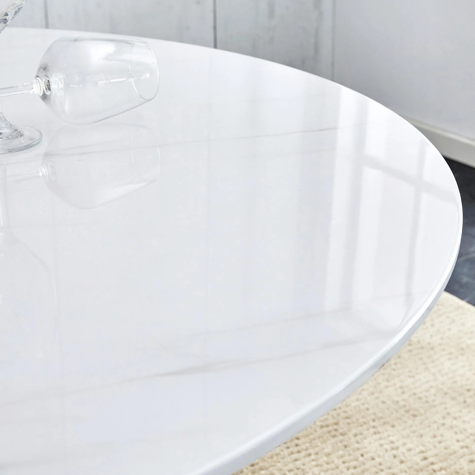 42 Round Dining Table - Gold Metal Legs, Multi-Use - White