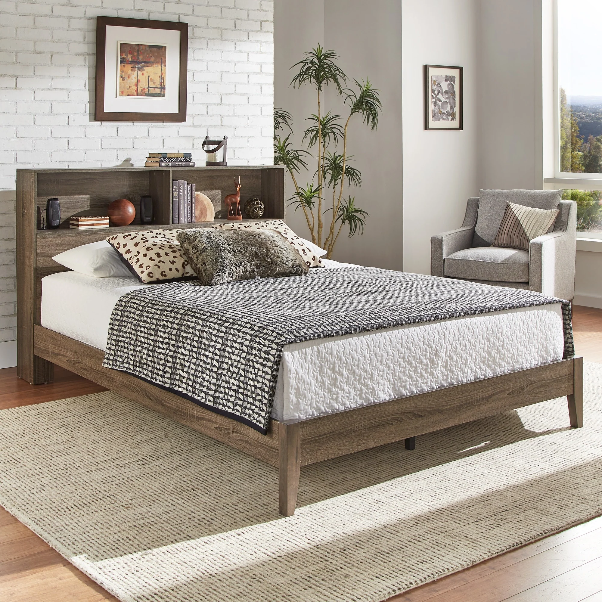 Malins Bookcase Queen Platform Bed with USBs by iNSPIRE Q Classic