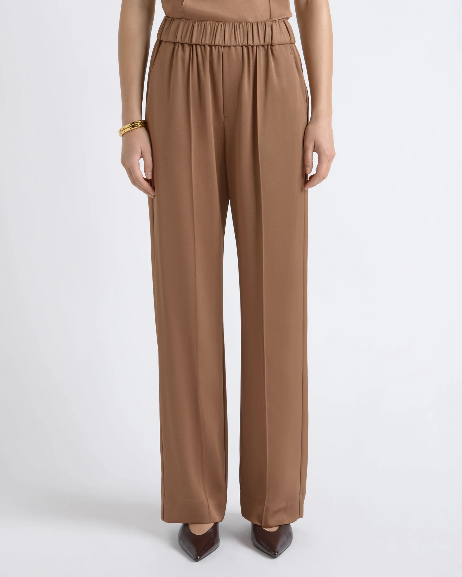 Satin Pin Tuck Pant