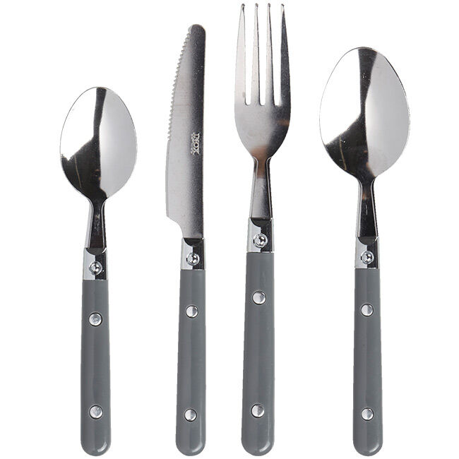 Ménagère 16 pièces inox manche plastique gris