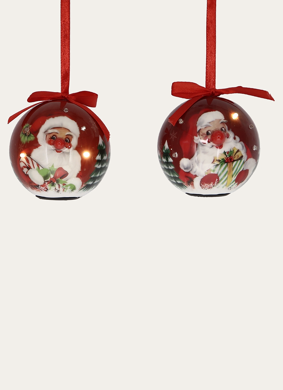 BOULE LUMINEUSE PÈRE-NO&Euml;L (MODÈLE ALÉATOIRE) RUBIS