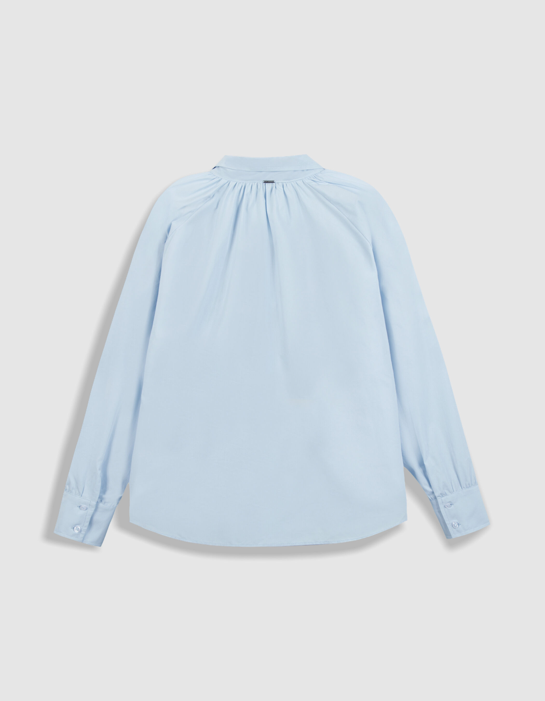 Chemise manches longues bleue col lavallière Femme
