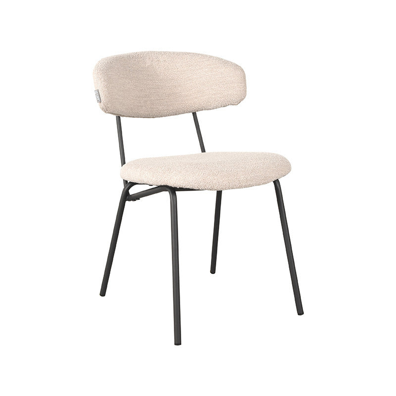LABEL51 Eetkamerstoel Zack - Naturel Bouclé - Zithoogte 48cm - Set van 2