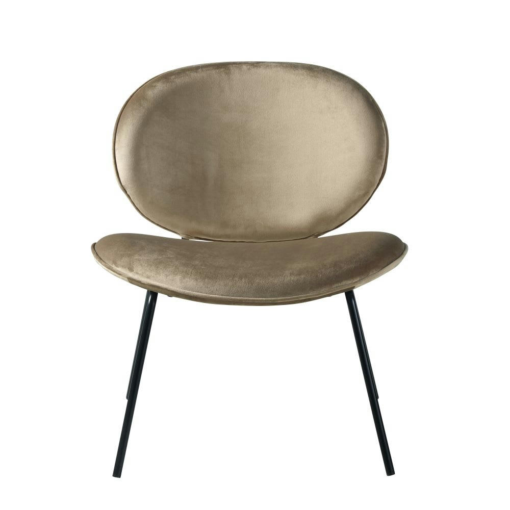 Luna - Fauteuil bas en velours beige capuccino