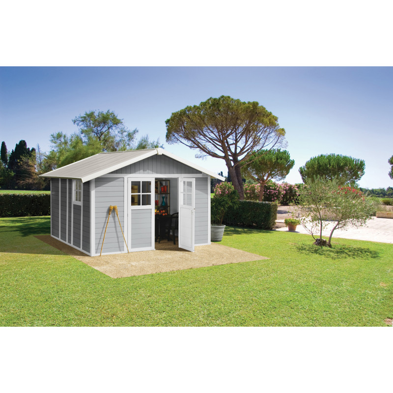 Abri de jardin en PVC gris clair 3,15 x 3,56 x 2,5 m GROSFILLEX