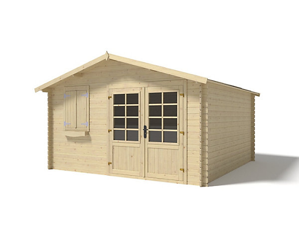 Abri de jardin en bois - 16m2 - 4x4m - Ep. 28mm - Couleur: naturel - DOM130