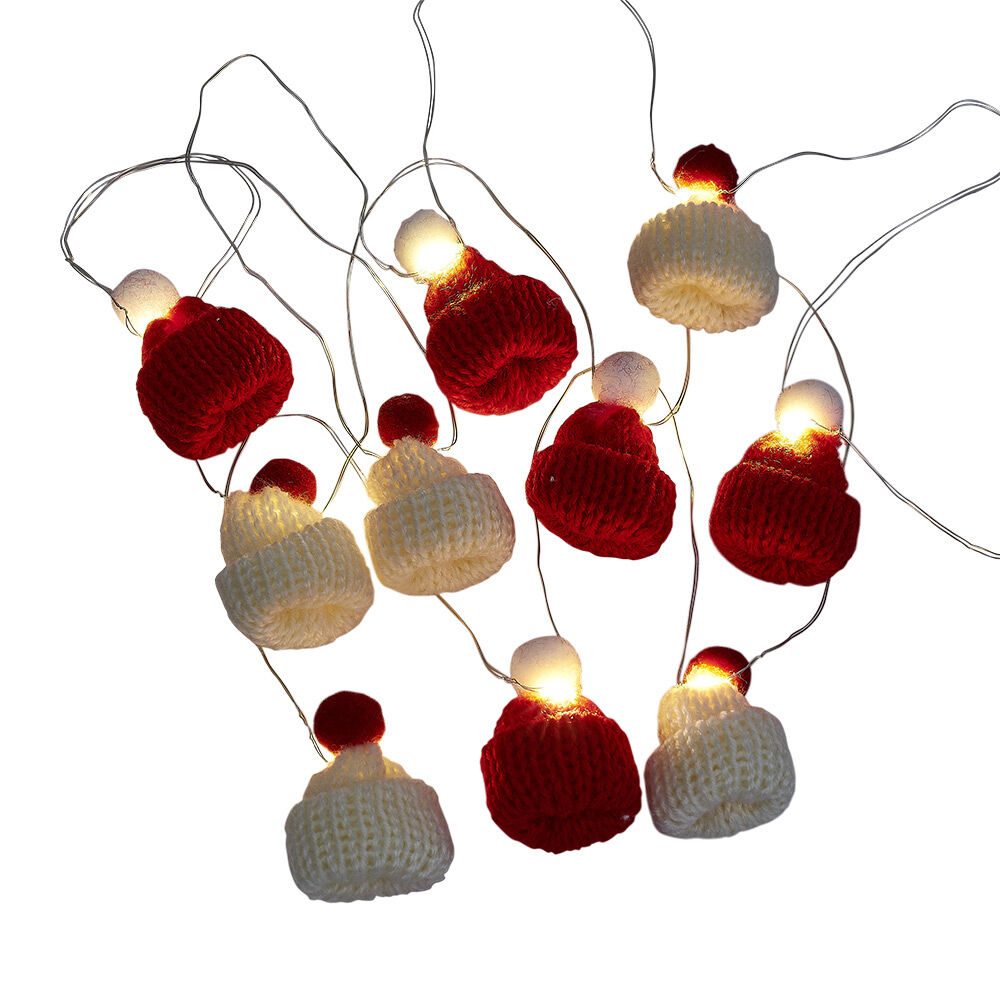 Guirlande lumineuse bonnet de No&euml;l 10 microLED blanc chaud 1,8m