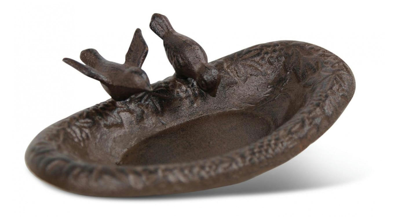 - Abreuvoir 2 Oiseaux Fonte Marron 23.5x14.5x6