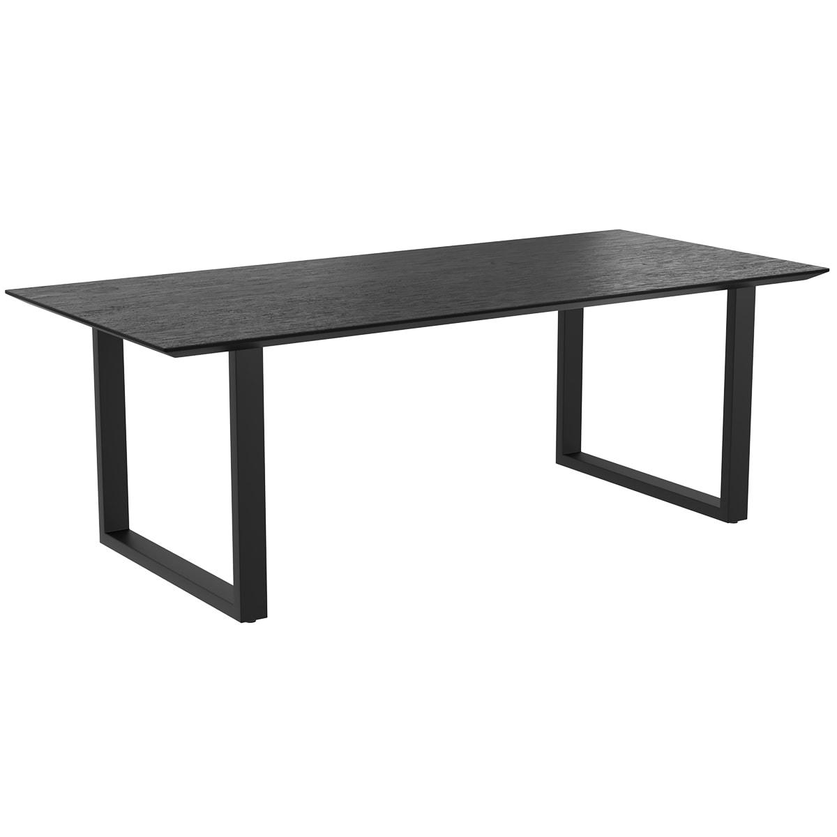 ADOK - Table rectangulaire 8 personnes en bois de teck recyclé noir 220 cm