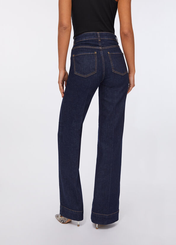 Jeans flare a vita alta con tasche