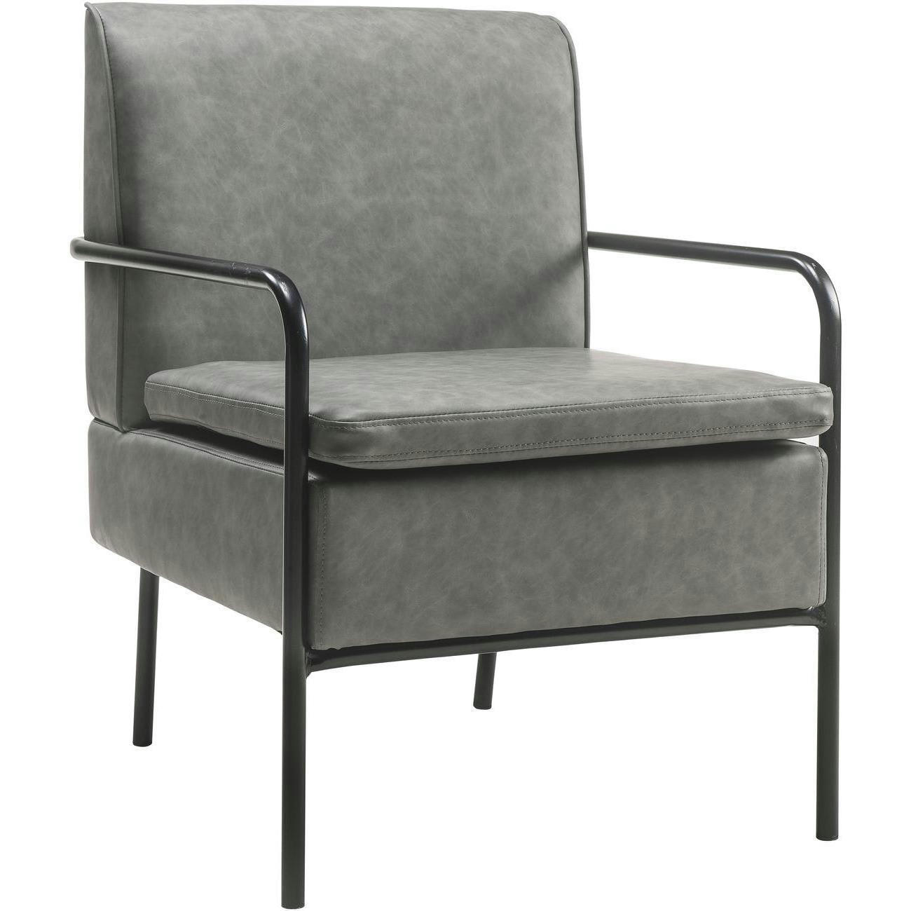 VENETO - Fauteuil assise grise pieds métal noir