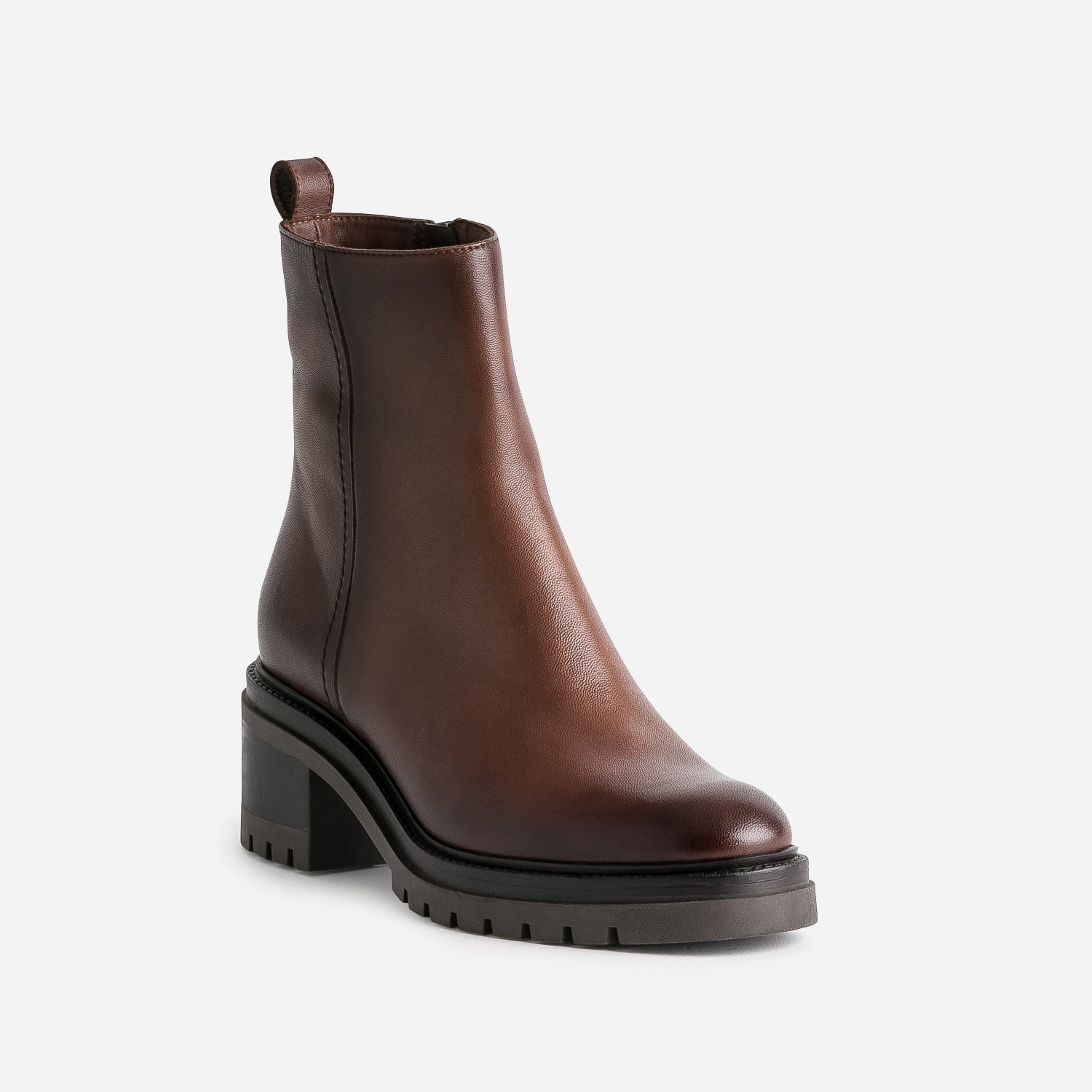 Boots TEXTO marron en cuir semelle crantée