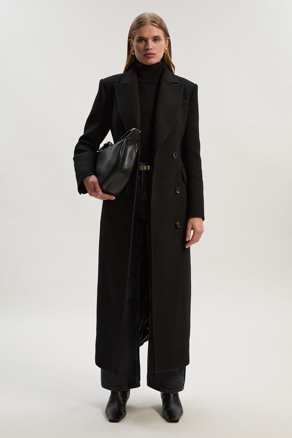 KarenMillen Wool Blend Tailored Fitted Maxi Coat