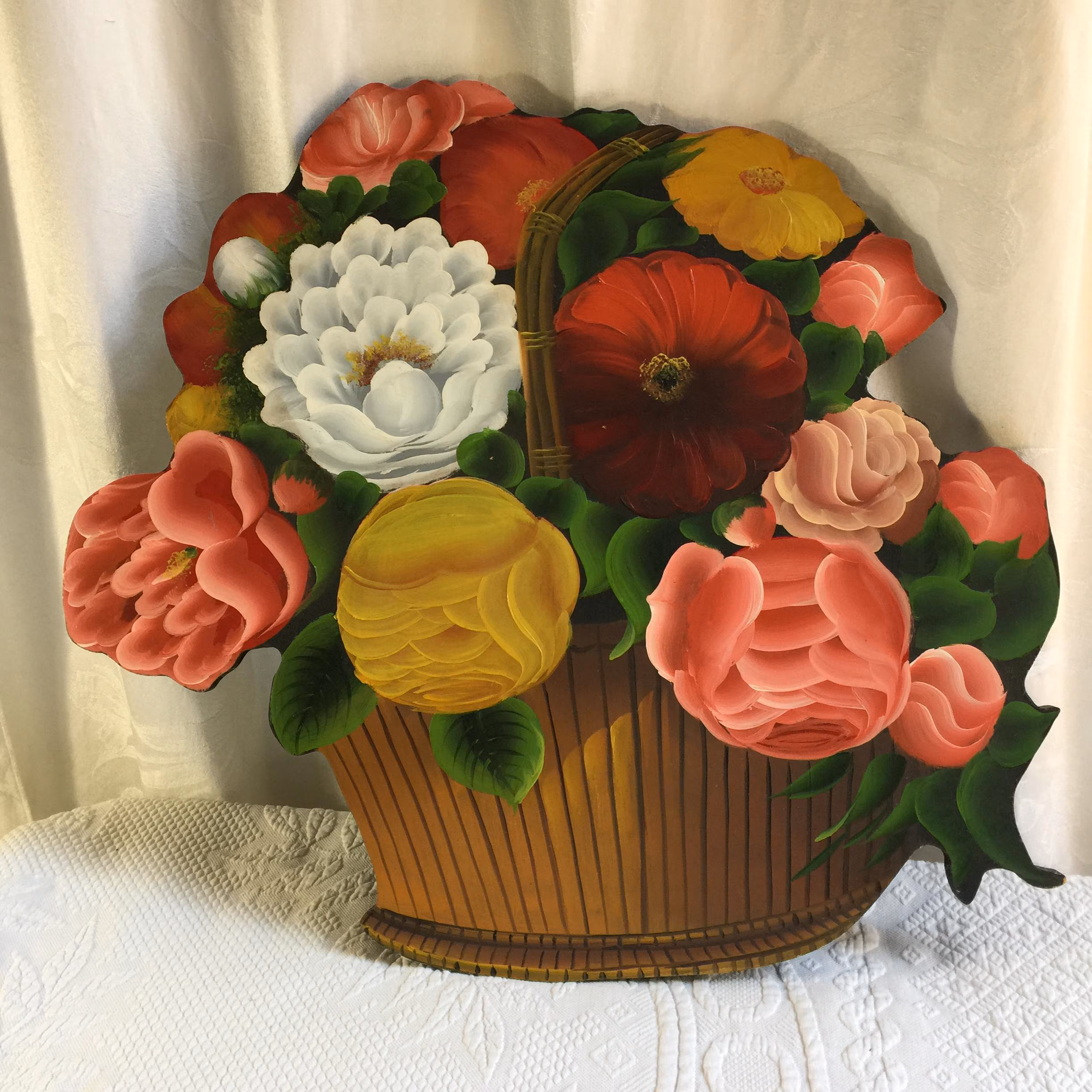 Vintage Fireplace Seasonal Insert. When Fireplace is Not Used, Set this Floral Painted Board in Front of Opening for a Decorative Accent.