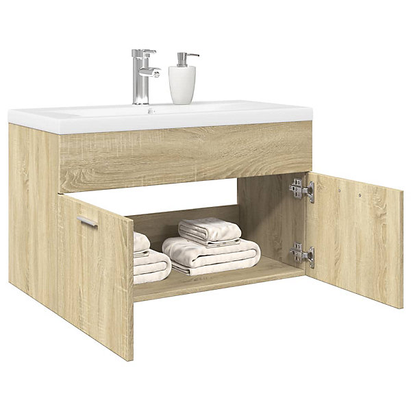 Armoire lavabo de salle de bain et bassin intégré chêne sonoma vidaXL