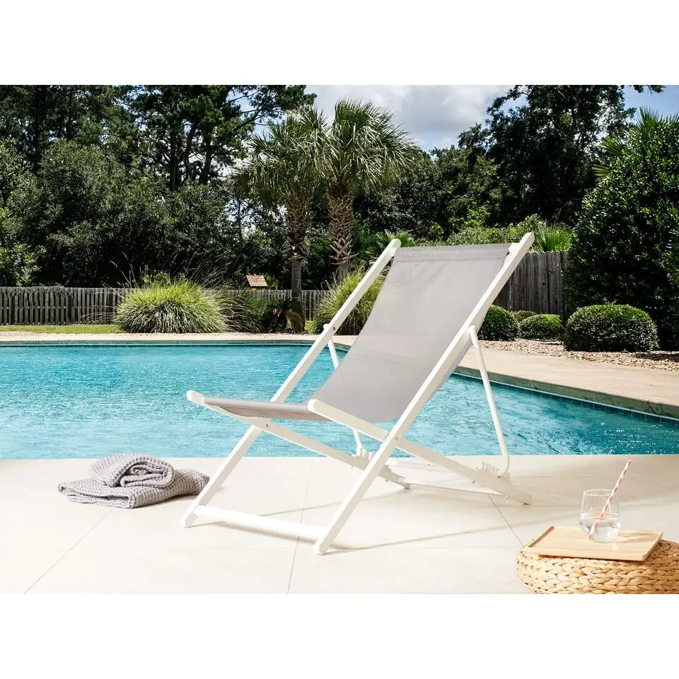 LOCRI II - Strandstoel - Grijs/Wit - Polyester