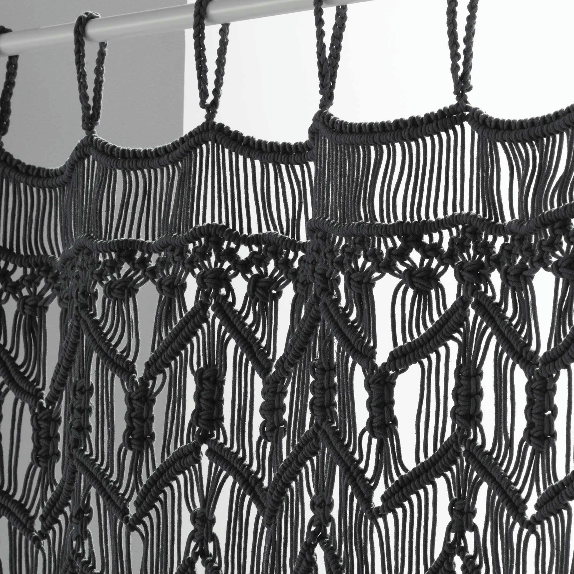 - Rideau à fils 90x200cm coton macramé noir
