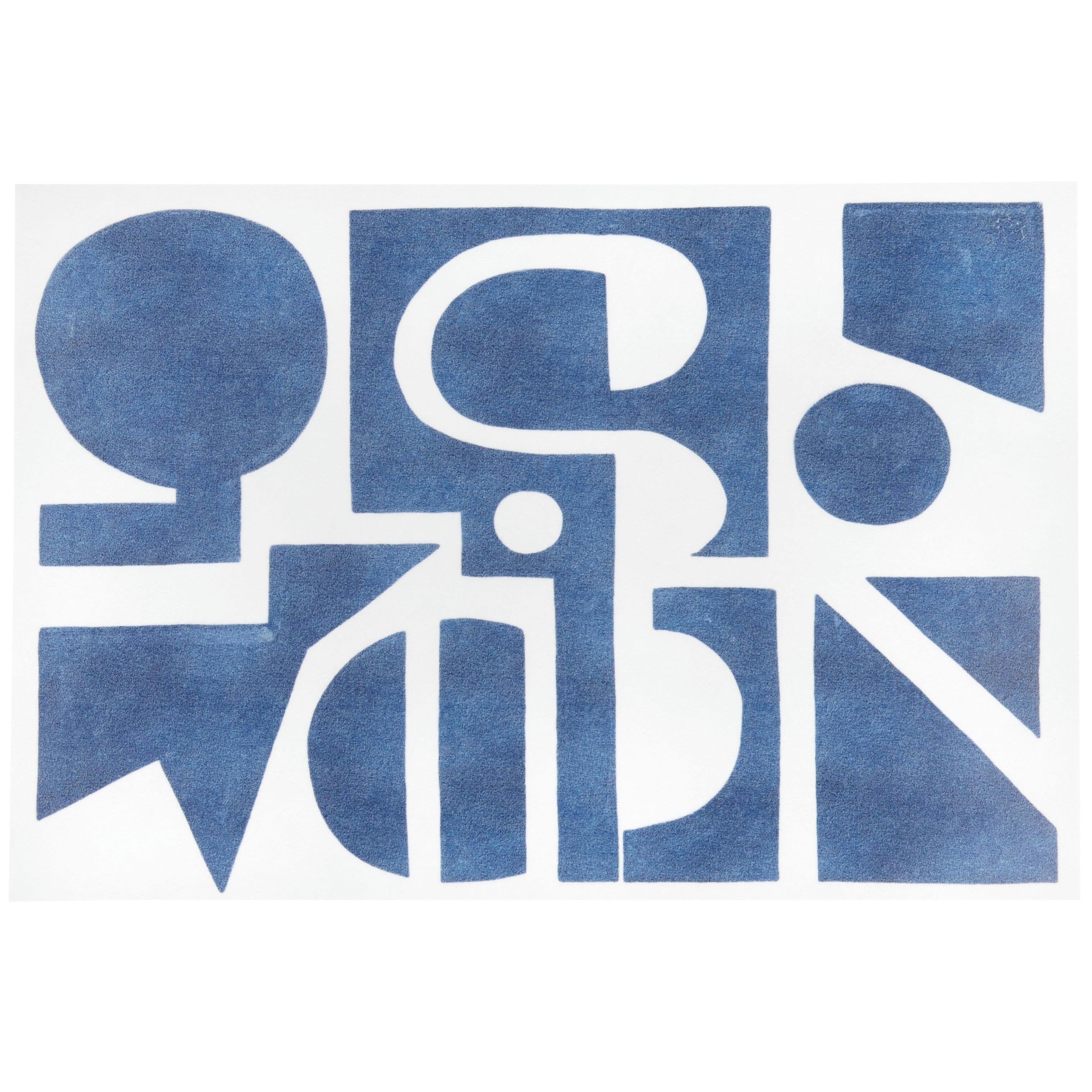 GABY - Set de table en vinyle imprimé graphique bleu et blanc 30x45