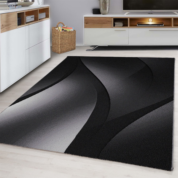 Dywan nowoczesny Plus linie czarny 80 cm x 150 cm