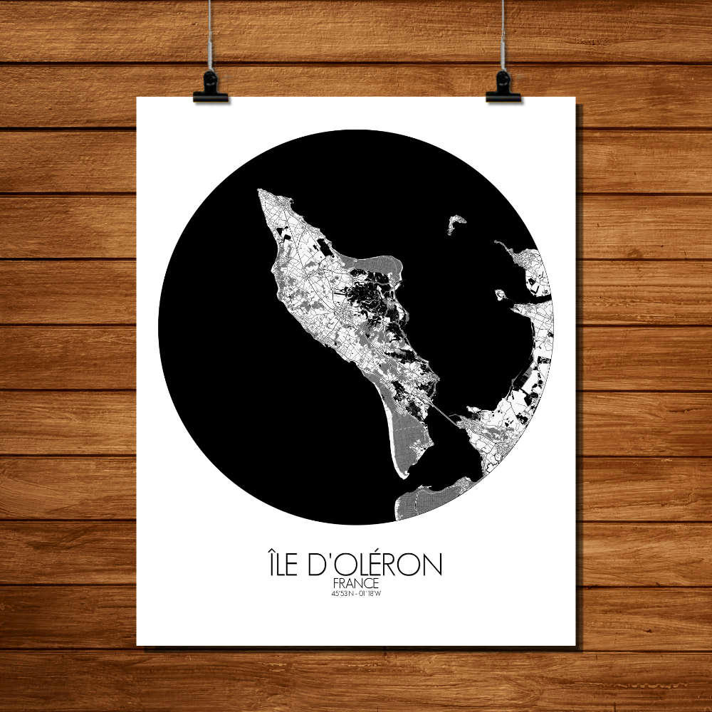 - Affiche Oléron Carte ronde 40x50