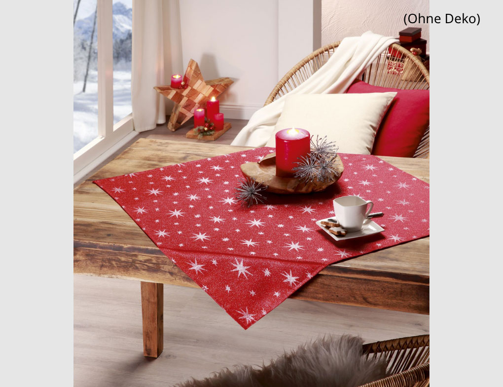 Tischdecke Stern Jacquard Rot