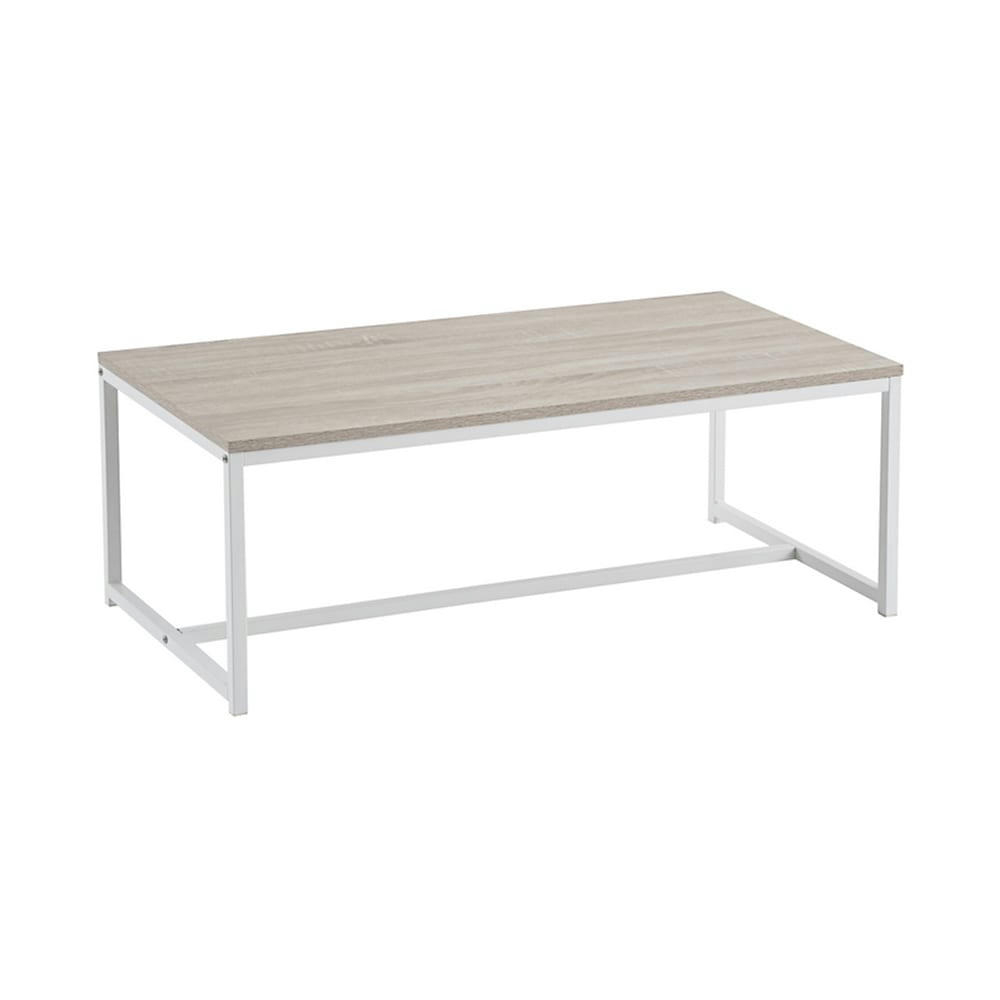 - Table basse rectangulaire bois et métal blanc