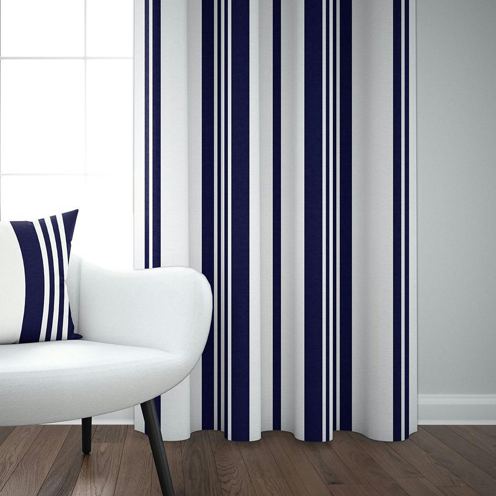 PAMPELUNE - Rideau coton Bleu 176x250 cm