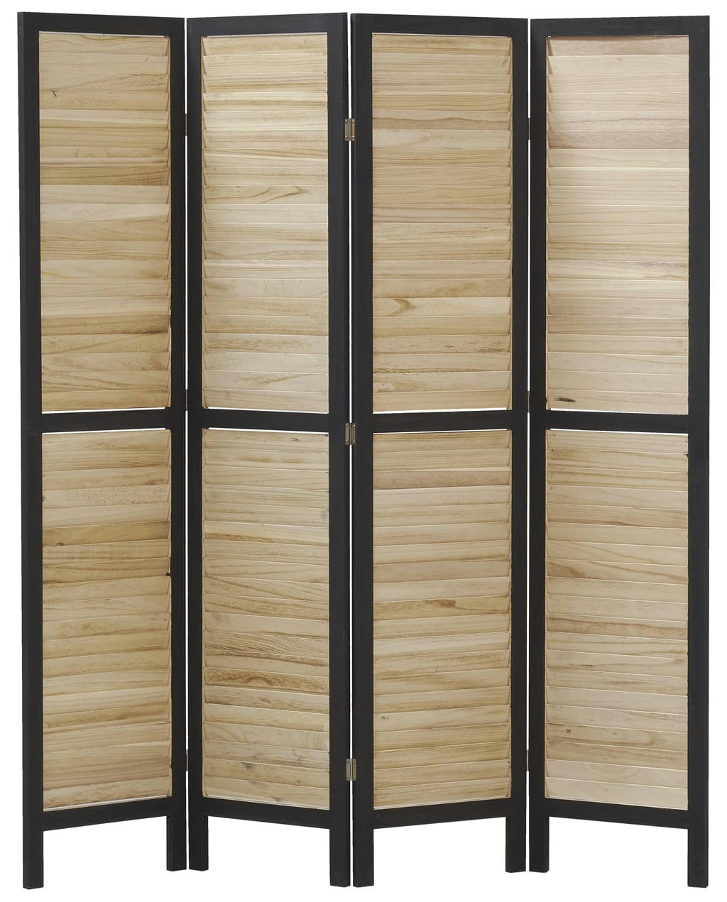 - Paravent en bois naturel et noir 4 panneaux