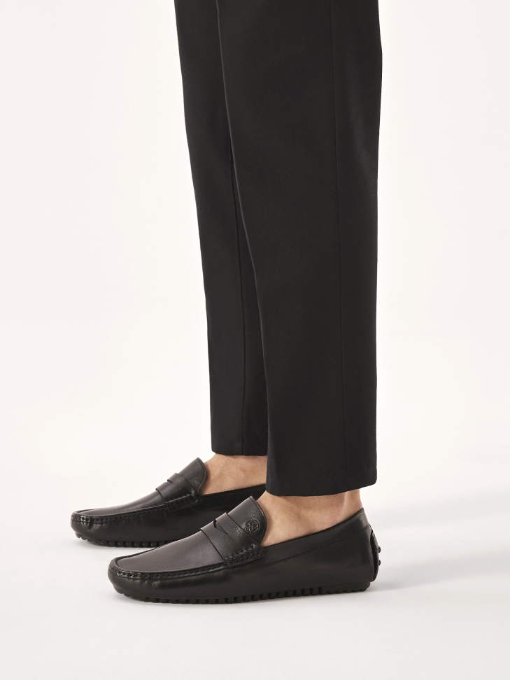 Black men's moccasins on a comfortable sole