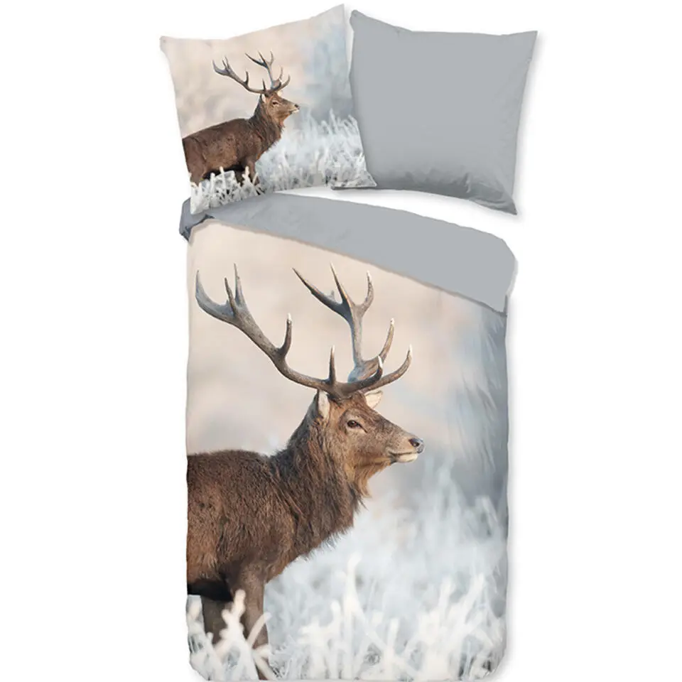 Good Morning Edelhert Dekbedovertrek Grijs-1-persoons (140 x 200/220 cm)