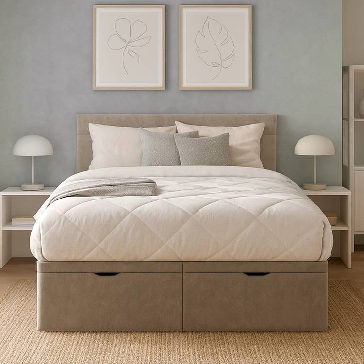 Millbrook Miller Double Fabric EndLift Ottoman Bed - Natural