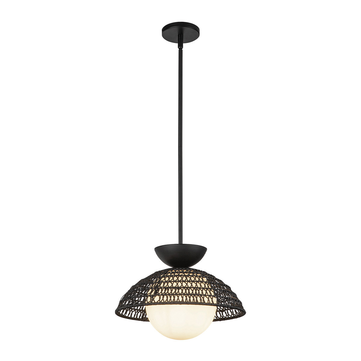 Lampa wisząca matowy czarno-matowy opal PERTH 1xE27x60W Alora Mood