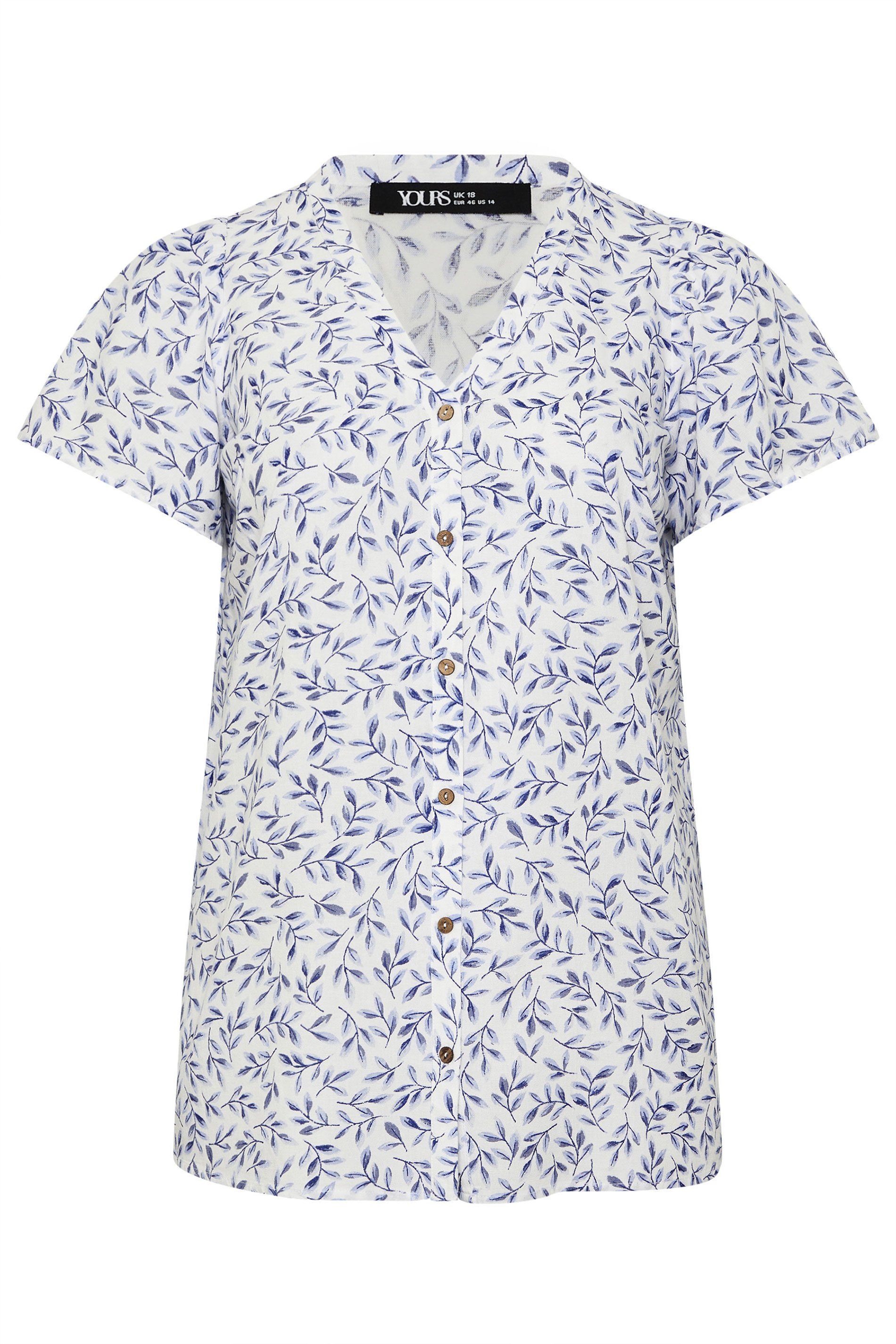 Yours Leaf Print Linen Blouse