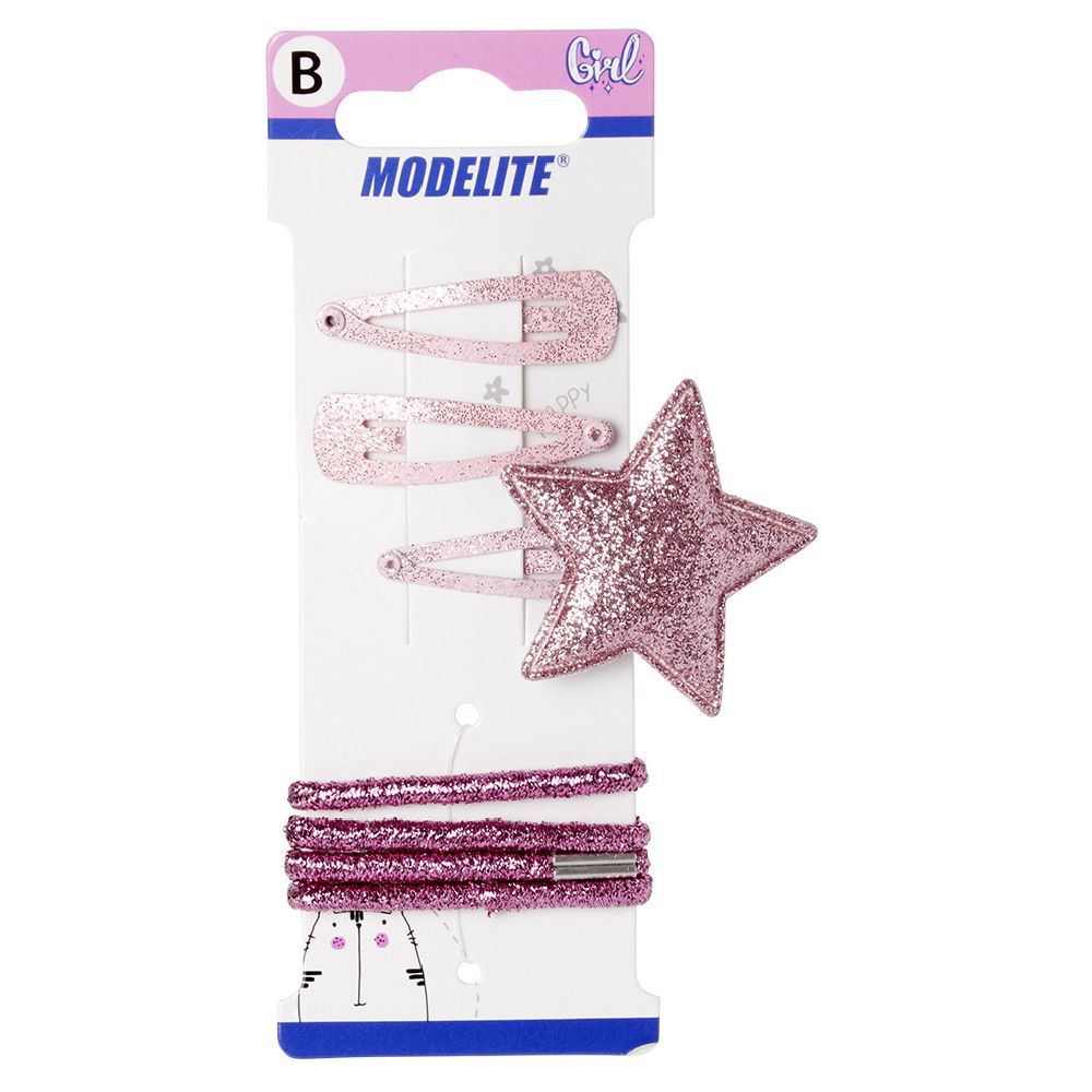 Kit pince clic clac x3   élastique rose pailleté x4