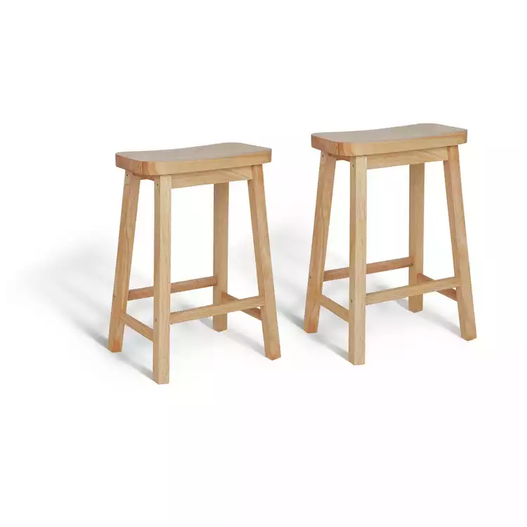 Habitat Pair of Saddle Bar Stools - Natural