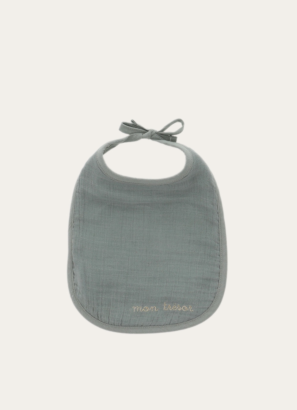 BAVOIR EN GAZE DE COTON AVEC BRODERIE VERT