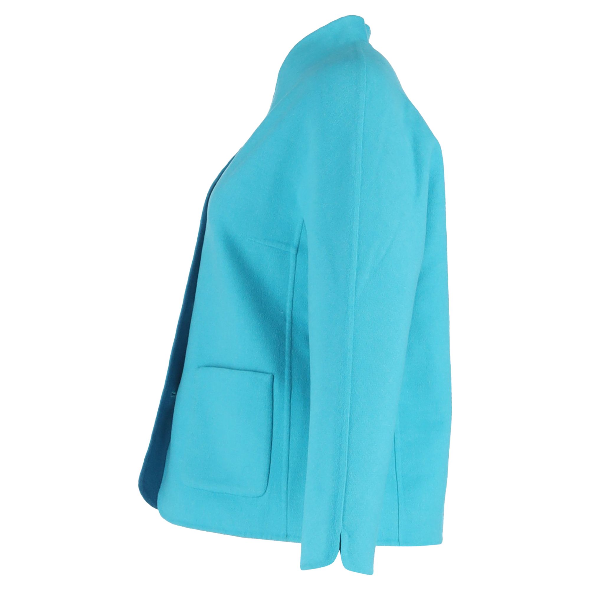 ESCADA Preloved Single-Breasted Jacket with Pockets in Turquoise Wool