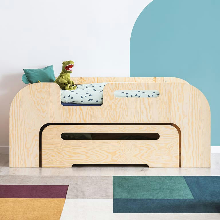 THOMAS - Lit 70x140 entrée gauche sommier et tiroir inclus naturel