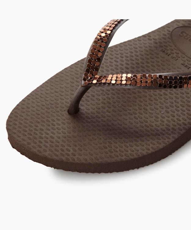 Metal Mesh Flip Flops Brown - Havaianas Slim Metal Mesh Detail Flip Flops