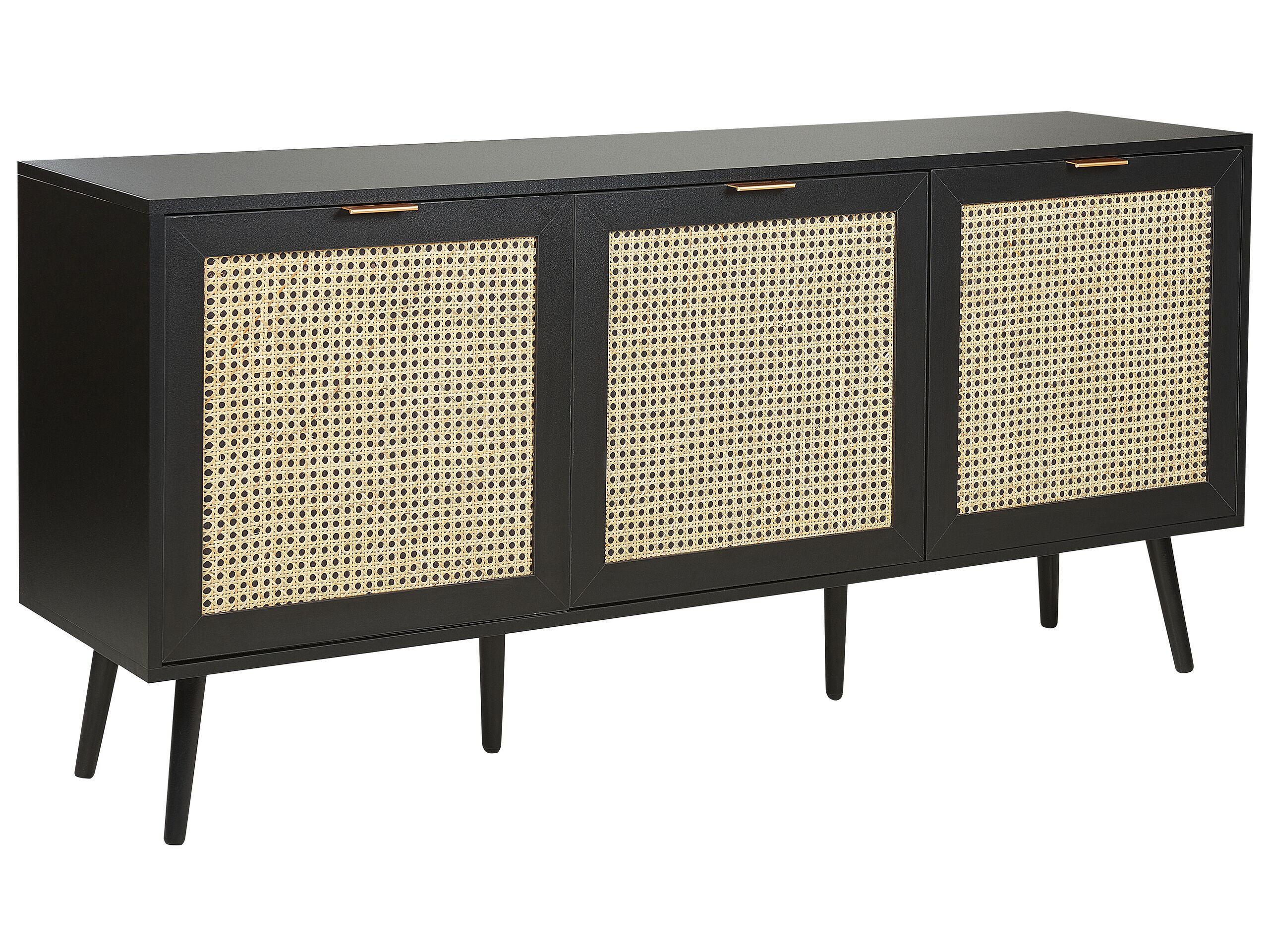 Szafka 3-drzwiowa rattan plecionka boho czarna
