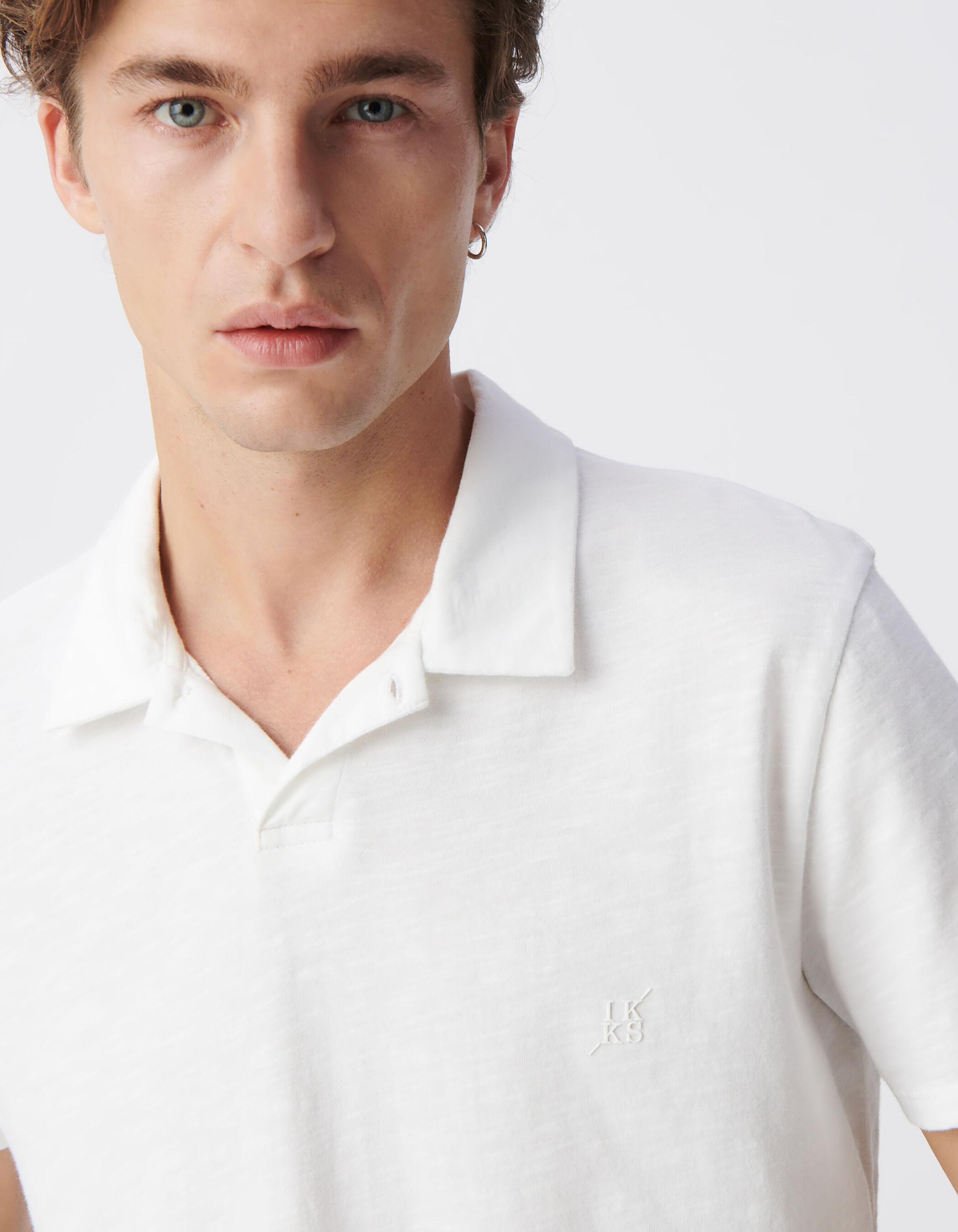Polo blanc L'Essentiel coton bio flammé Homme