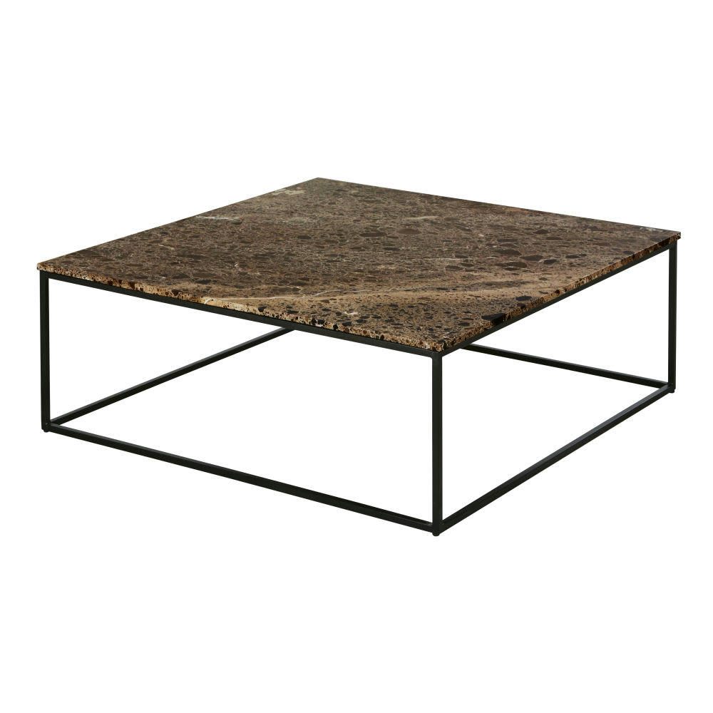 Marble - Table basse carrée en marbre marron L100