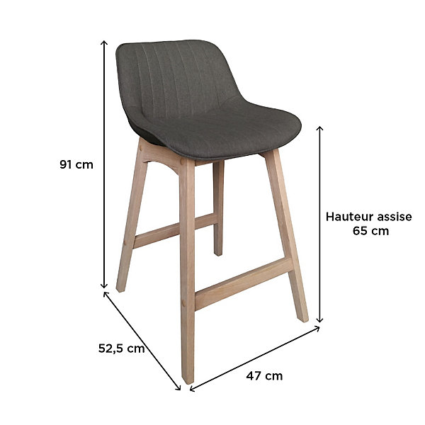 Chaise en tissu gris foncé et pieds en bois Homesight Mellow, 2 pièces