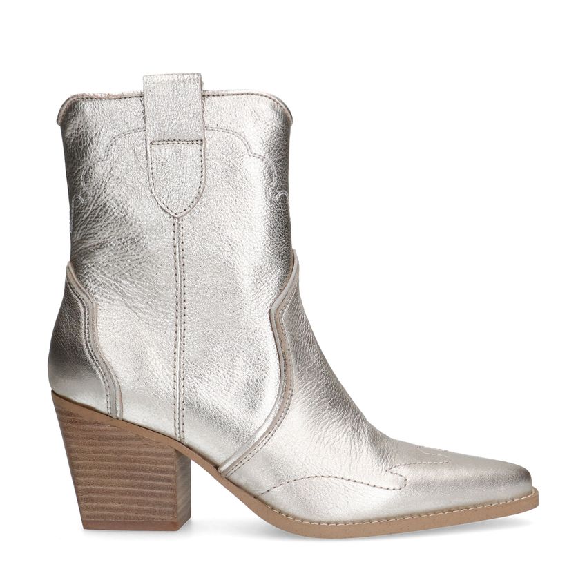 Manfield Zilveren leren cowboylaarzen